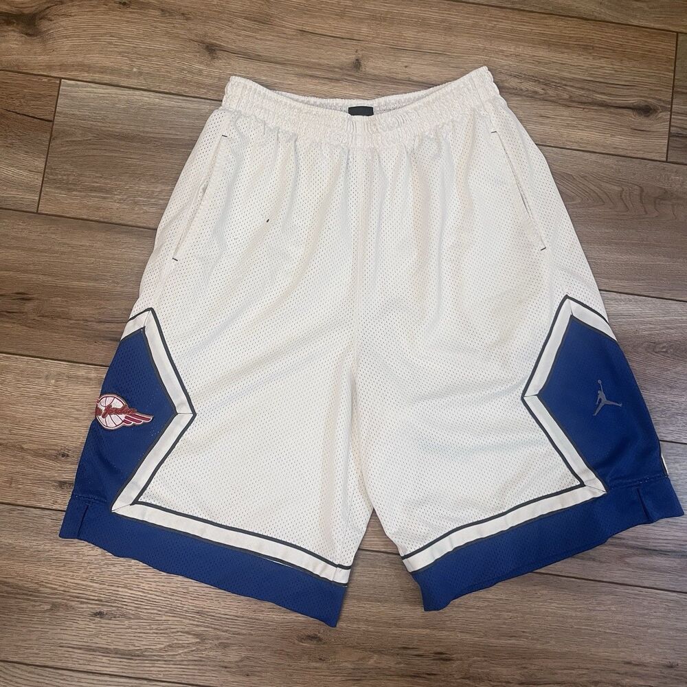 Vintage Jordan 20th Anniversary White Blue Mesh Baggy Basketball Shorts Men's M